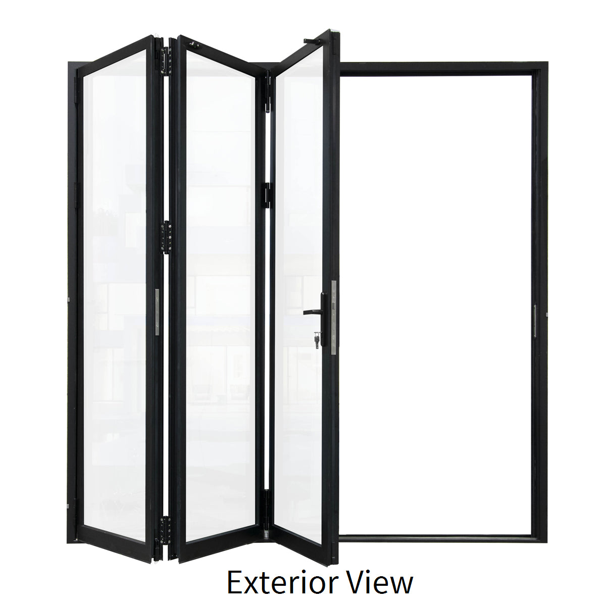 96 in. x 96 in. Whtie Color Slim Aluminum Frame folding Patio Door with Double-Pane Tempered Low-E Glass & Lockset