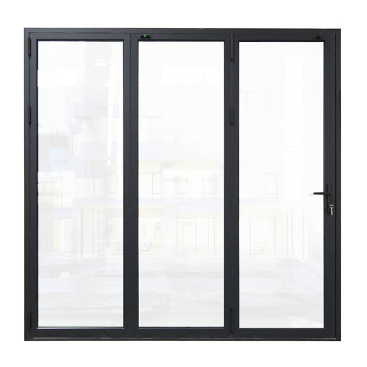 96 in. x 80 in. black color slim thermal broken aluminum frame folding doors