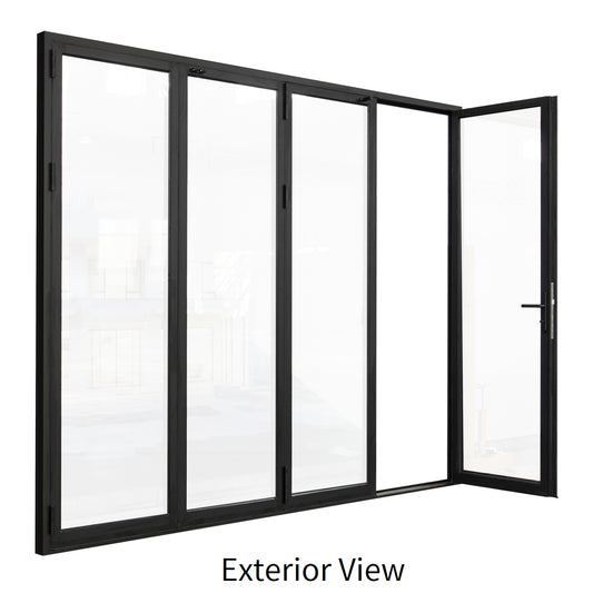 144 in. x 80 in. black color 4 panel slim thermal broken aluminum frame folding doors(3+1)