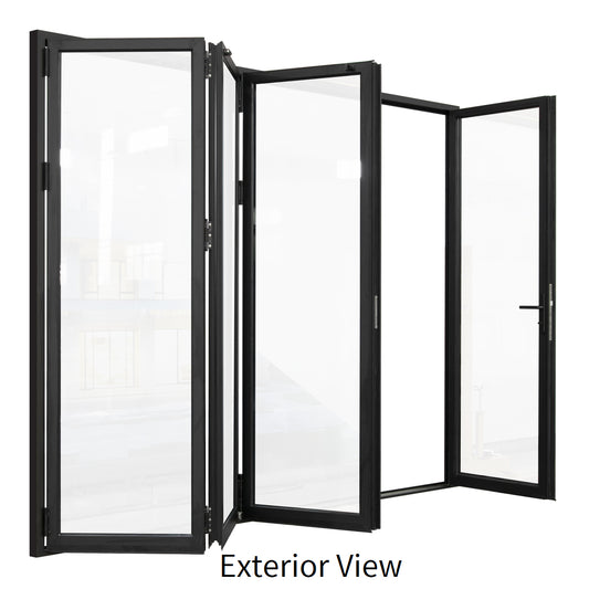 144 in. x 80 in. black color 4 panel slim thermal broken aluminum frame folding doors(3+1)