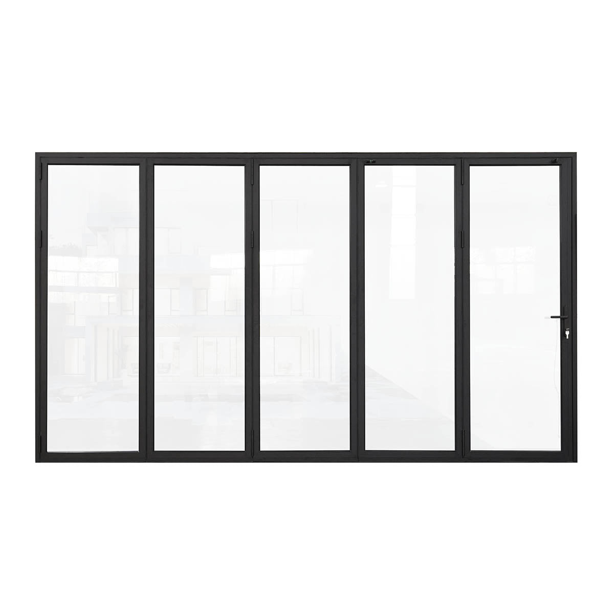 144 in. x 80 in. black color 5 panel slim thermal broken aluminum