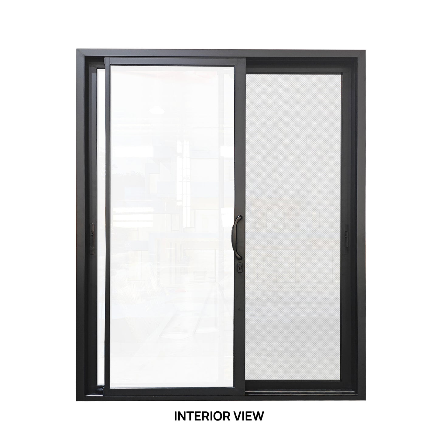 96 in. x 80 in. Black Color Slim Aluminum Frame Sliding Patio Door with Double-Pane Tempered Low-E Glass,Screen & Lockset