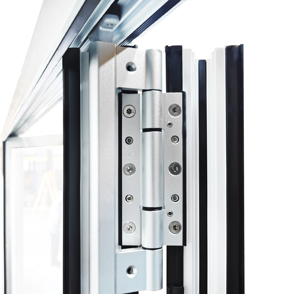 96 in. x 96 in. Whtie Color Slim Aluminum Frame folding Patio Door with Double-Pane Tempered Low-E Glass & Lockset