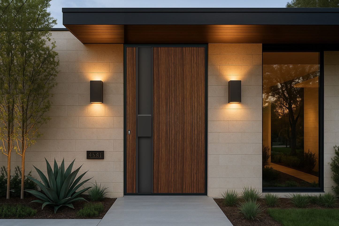 Wood Color Aluminum Entrance Piovt Doors
