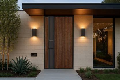 Wood Color Aluminum Entrance Piovt Doors