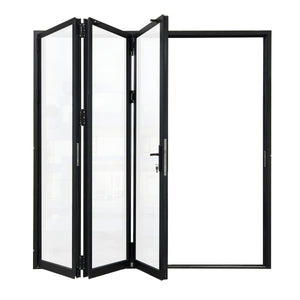 96 in. x 80 in. black color slim thermal broken aluminum frame folding doors