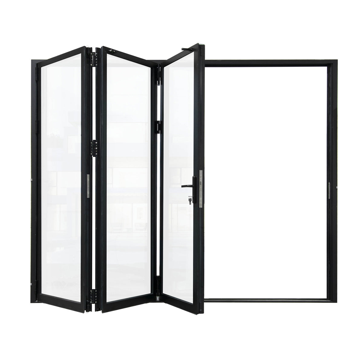 108 in. x 80 in. black color slim thermal broken aluminum frame folding doors