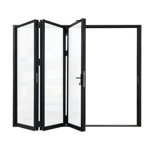 108 in. x 80 in. black color slim thermal broken aluminum frame folding doors