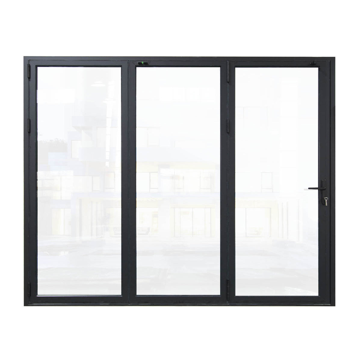 108 in. x 80 in. black color slim thermal broken aluminum frame folding doors