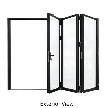 108 in. x 80 in. black color slim thermal broken aluminum frame folding doors
