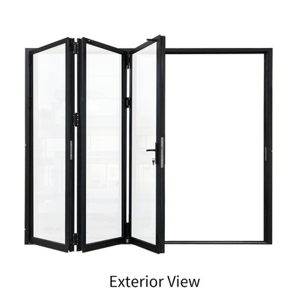 108 in. x 80 in. black color slim thermal broken aluminum frame folding doors