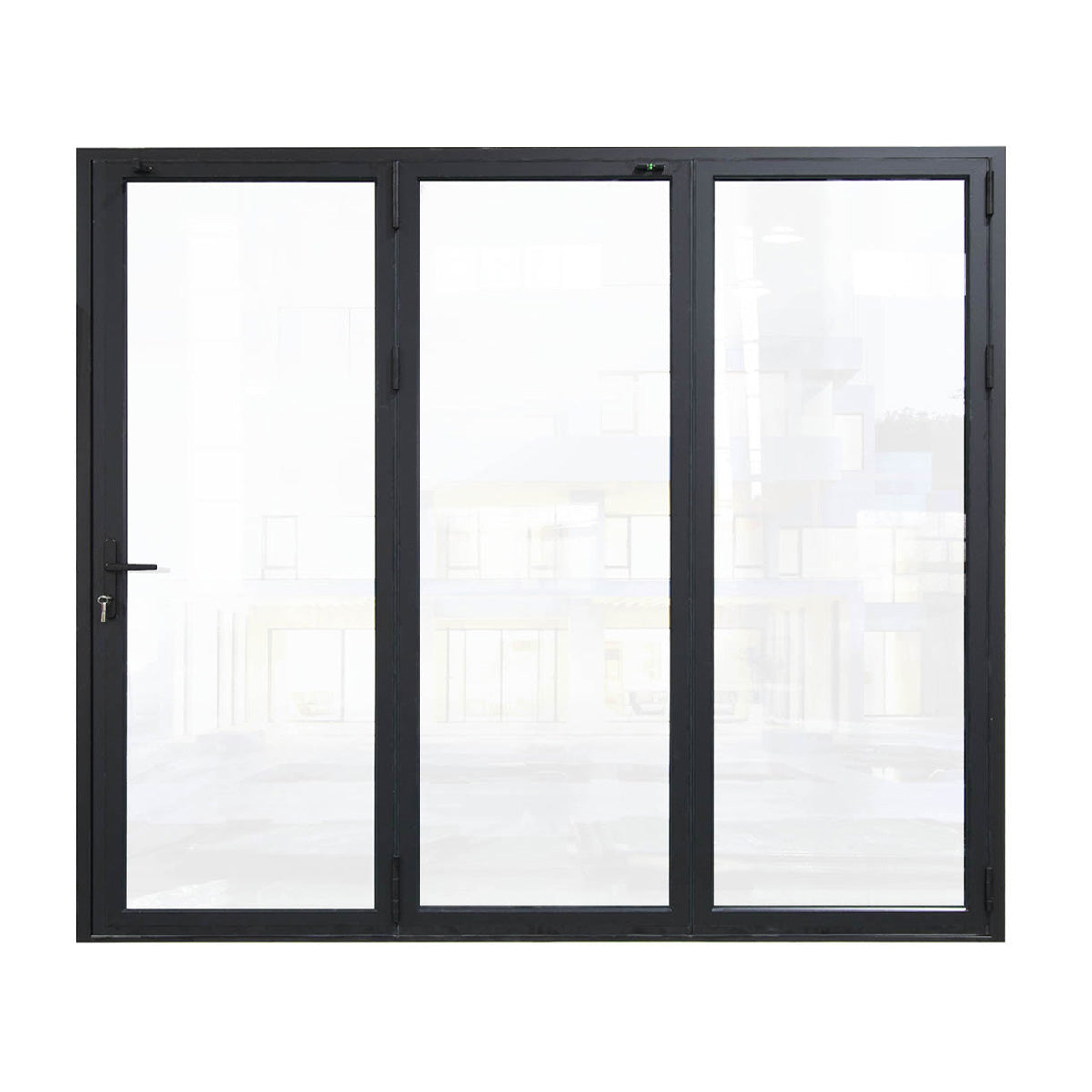 108 in. x 96 in. black color slim thermal broken aluminum frame folding doors