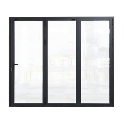 108 in. x 96 in. black color slim thermal broken aluminum frame folding doors