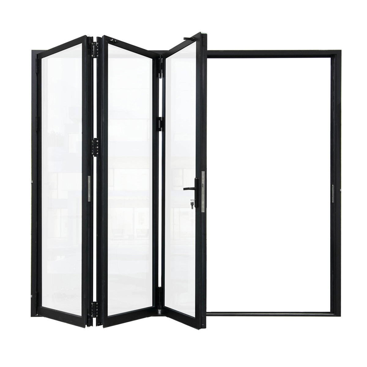 108 in. x 96 in. black color slim thermal broken aluminum frame folding doors