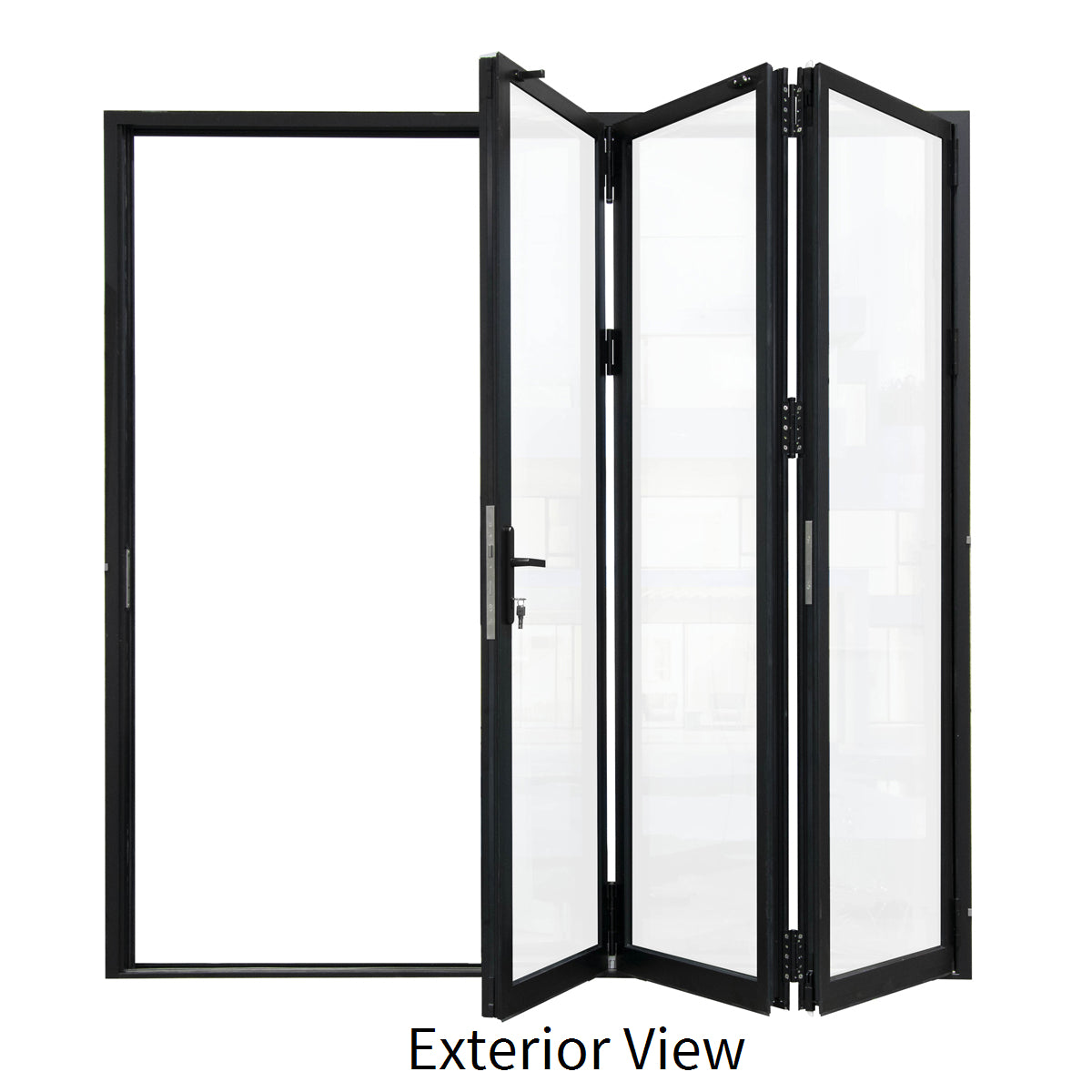 96 in. x 80 in. black color slim thermal broken aluminum frame folding doors