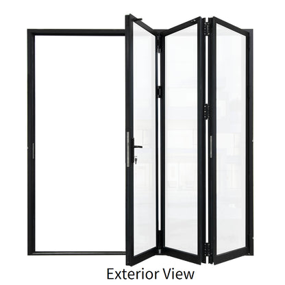 96 in. x 80 in. black color slim thermal broken aluminum frame folding doors
