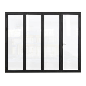 144 in. x 96 in. black color 4 panel slim thermal broken aluminum frame folding doors（3+1）