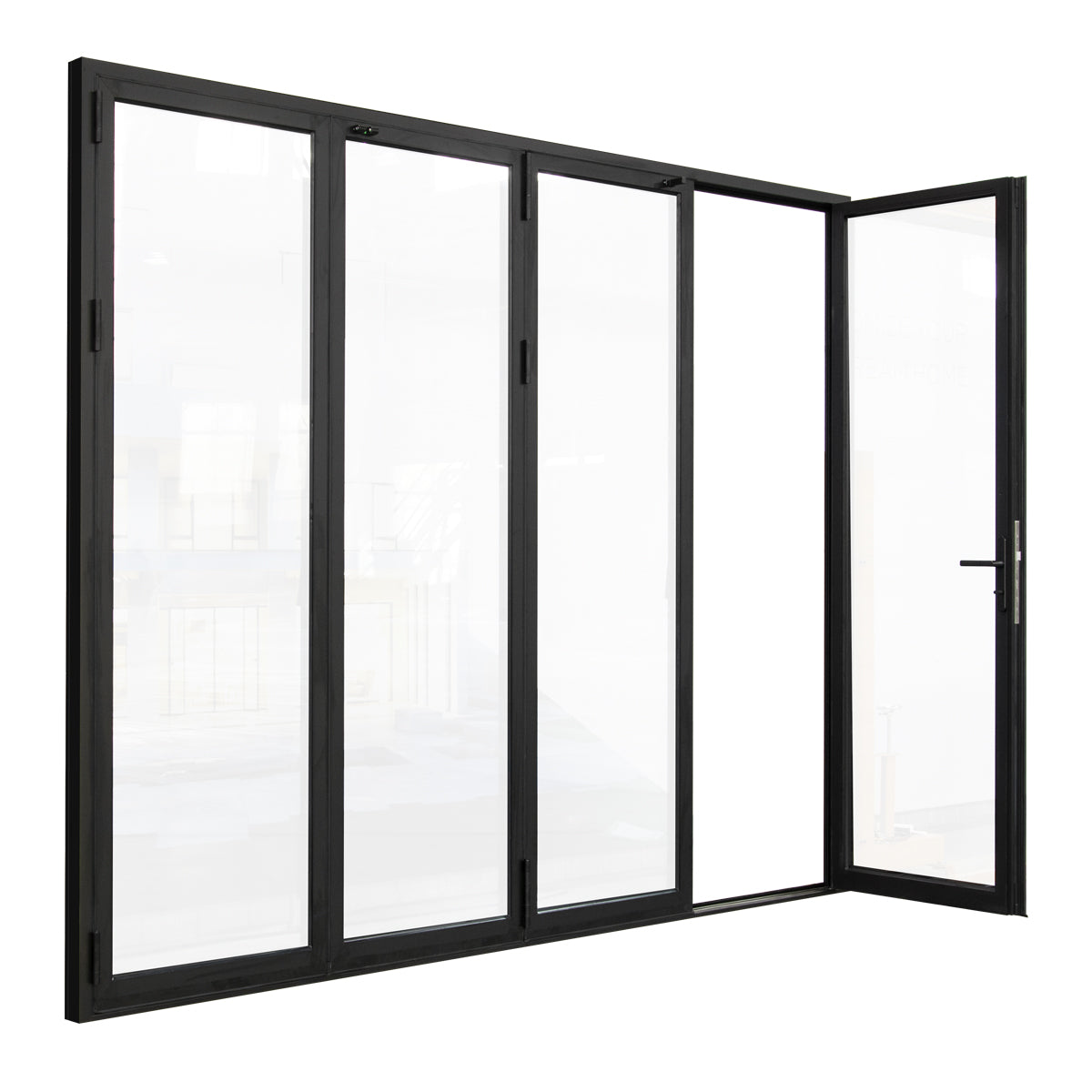 120 in. x 96 in. black color slim thermal broken aluminum frame folding doors