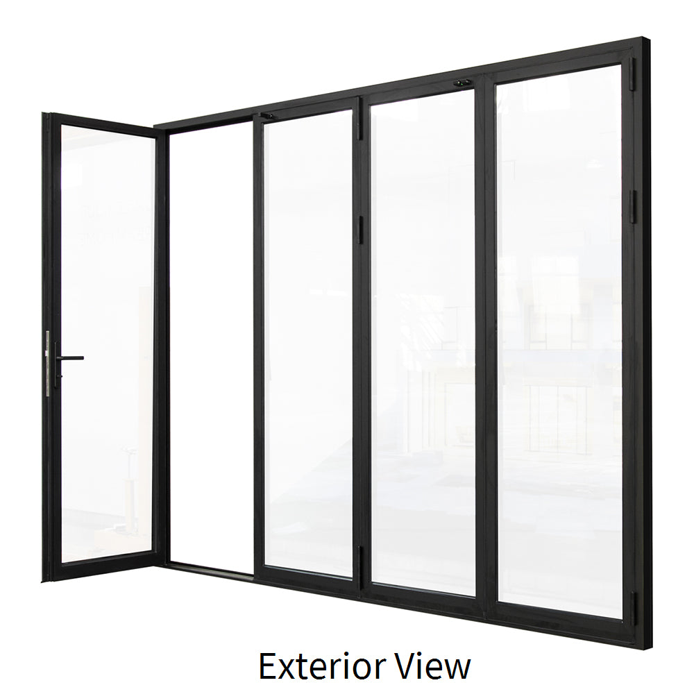 120 in. x 80 in. black color slim thermal broken aluminum frame folding doors