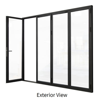 120 in. x 80 in. black color slim thermal broken aluminum frame folding doors