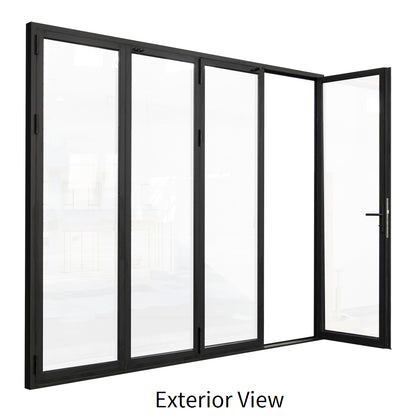 120 in. x 80 in. black color slim thermal broken aluminum frame folding doors