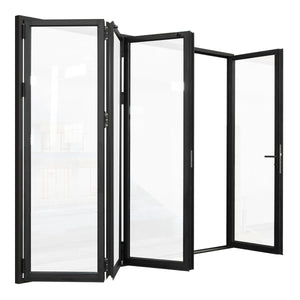 120 in. x 80 in. black color slim thermal broken aluminum frame folding doors