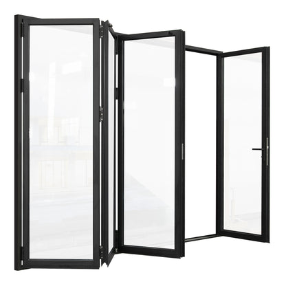 120 in. x 96 in. black color slim thermal broken aluminum frame folding doors