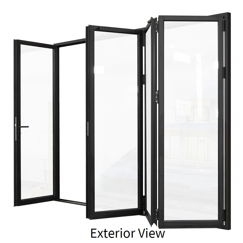 120 in. x 96 in. black color slim thermal broken aluminum frame folding doors