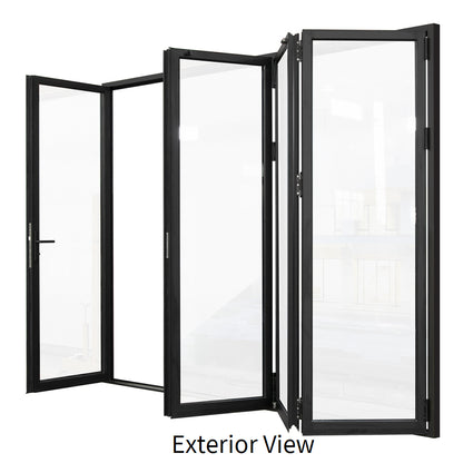 120 in. x 96 in. black color slim thermal broken aluminum frame folding doors