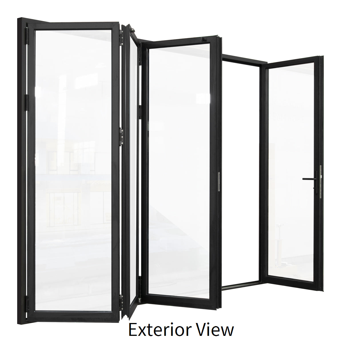 120 in. x 96 in. black color slim thermal broken aluminum frame folding doors