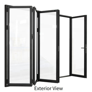 144 in. x 96 in. black color 4 panel slim thermal broken aluminum frame folding doors（3+1）