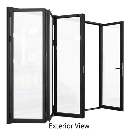 120 in. x 96 in. black color slim thermal broken aluminum frame folding doors