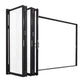 144 in. x 80 in. black color 5 panel slim thermal broken aluminum frame folding doors