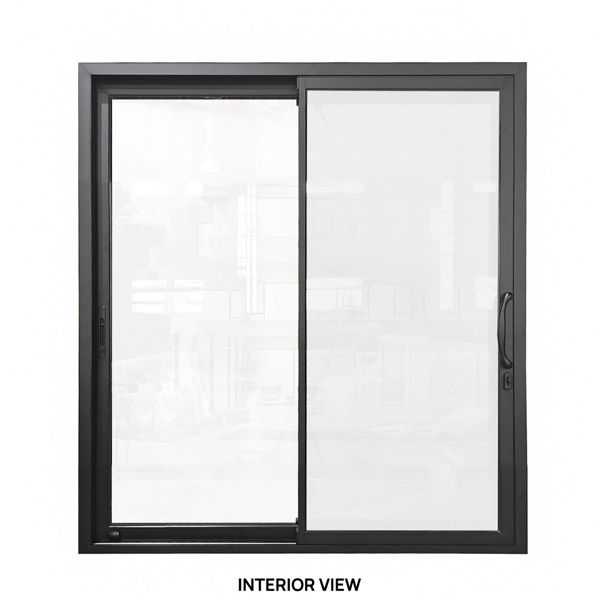 72 in. x 80 in. black color slim thermal broken aluminum frame sliding doors