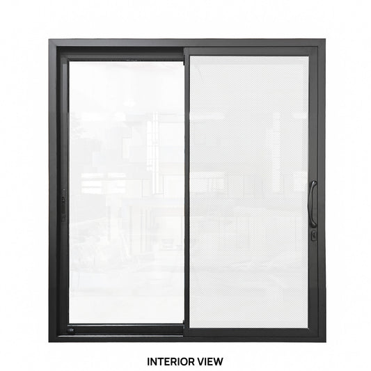 72 in. x 80 in. black color slim thermal broken aluminum frame sliding doors