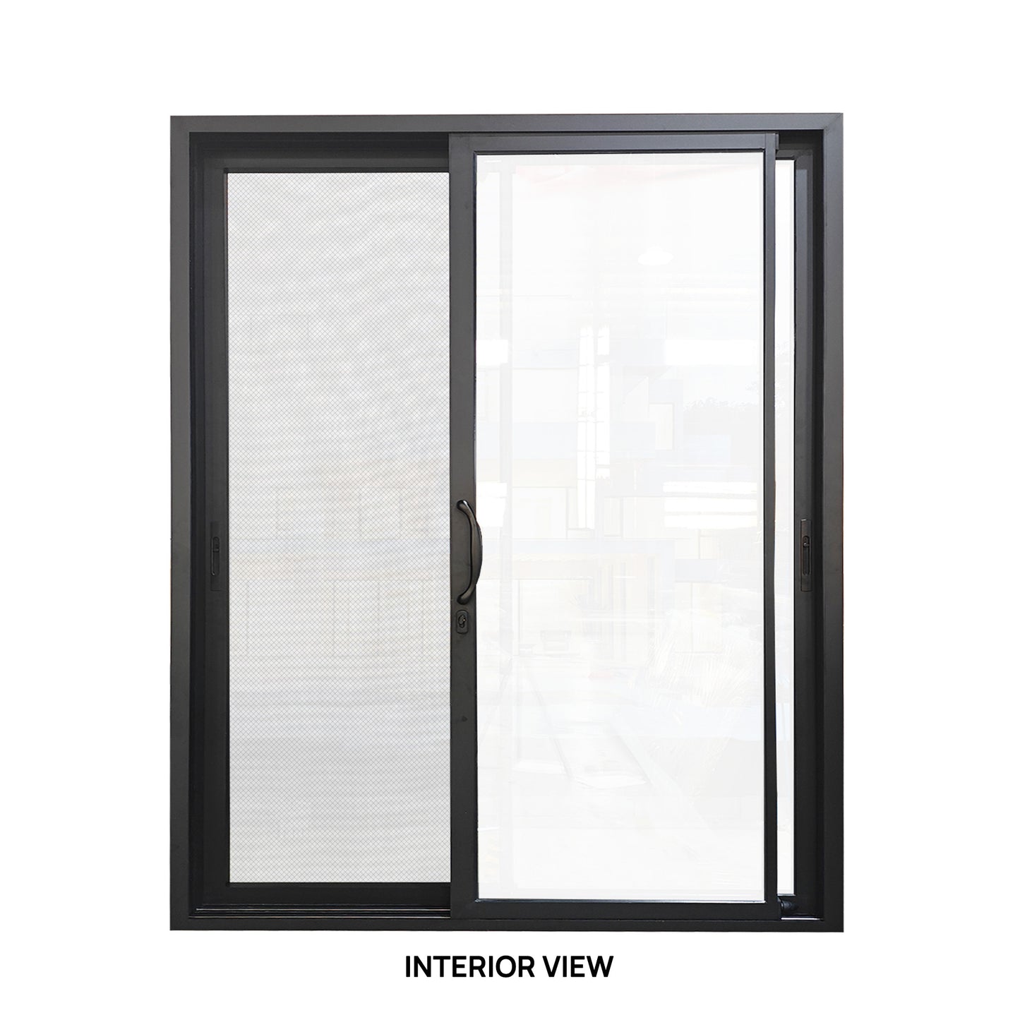72 in. x 80 in. black color slim thermal broken aluminum frame sliding doors