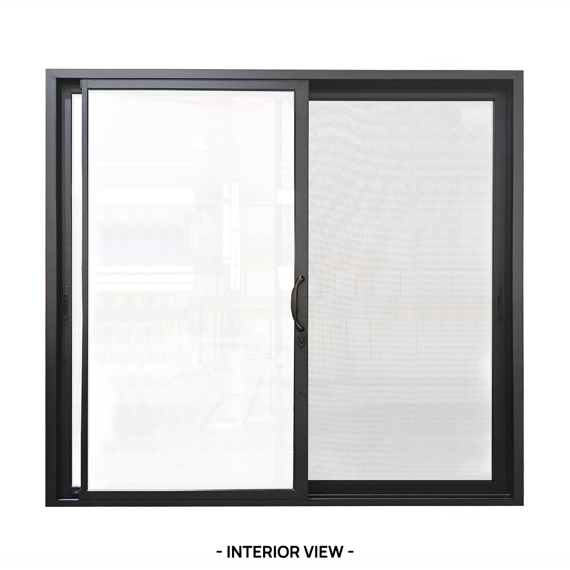 96 in. x 80 in. Black Color Slim Aluminum Frame Sliding Patio Door