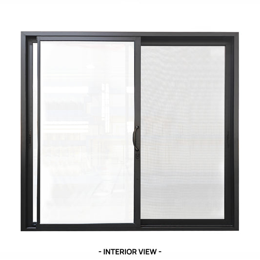 96 in. x 80 in. Black Color Slim Aluminum Frame Sliding Patio Door with Double-Pane Tempered Low-E Glass,Screen & Lockset