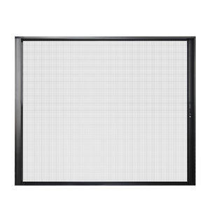96 in. x 80 in. Matte Black Aluminum Retractable Sliding Screen Door With Auto Latch Handle