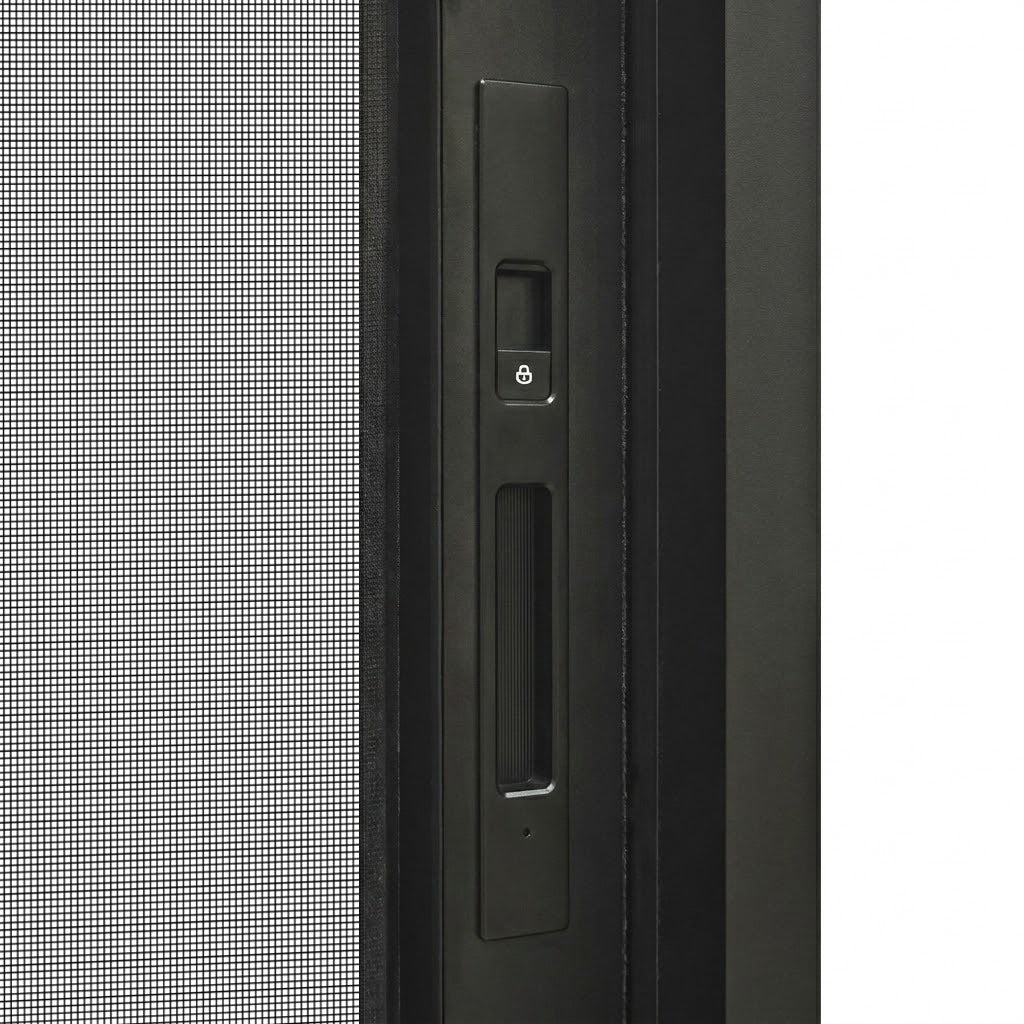 96 in. x 80 in. Matte Black Aluminum Retractable Sliding Screen Door With Auto Latch Handle