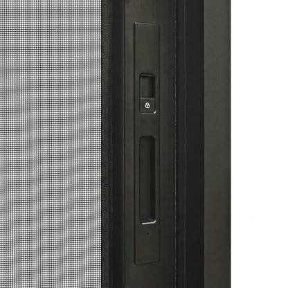 96 in. x 80 in. Matte Black Aluminum Retractable Sliding Screen Door With Auto Latch Handle