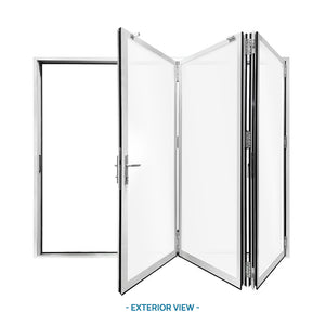 96 in. x 96 in. Whtie Color Slim Aluminum Frame folding Patio Door with Double-Pane Tempered Low-E Glass & Lockset