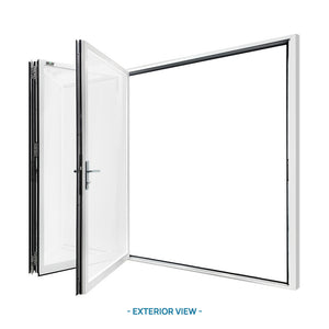 96 in. x 80 in. White Color Slim Aluminum Frame Folding Doors with Double-Pane Temtered Low-E Glass & Lockset Low-E Glass & Lockset