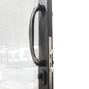 96 in. x 80 in. Black Color Slim Aluminum Frame Sliding Patio Door with Double-Pane Tempered Low-E Glass,Screen & Lockset