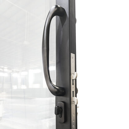 72 in. x 80 in. black color slim thermal broken aluminum frame sliding doors